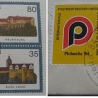 1984, Deutschland-DDR, ein Gedenkumschlag: Wermsdorf Philatelia + Mi DD 2913-2915