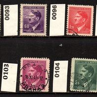 K329 - Böhmen und Mähren Mi. Nr. 92 + 93 + 96 + 97 + 102 + 103 + 104 A. Hitler o