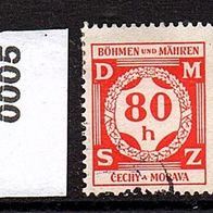 K345 - Böhmen und Mähren Dienstmarken Mi. Nr. 1 + 3 + 5 + 6 + 7Ziffernzeichnung o