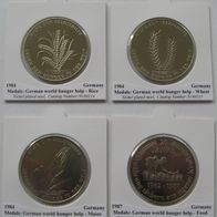 1984-87, Germany, set 4 medals-tokens: German world hunger help