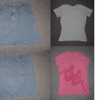 Damen-Bekleidungspaket, T-Shirts Gr. M passend, Kappa, S. Oliver usw., Jeansrock