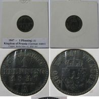 1847, Kingdom of Prussia, 1 Pfennig (A)