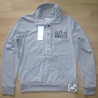 ONLY Sweatshirt Hoodie Pullover Angels City Print Motiv Pulli Grau L Neu + Etikett !