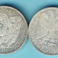 Deutschland 10 Mark 1987 750 Jahre Berlin Silber