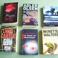6x Buch Thriller Krimi T. Clancy, A. Olsen, Gear&Gear, Carter, K. Pepper, M. Walters