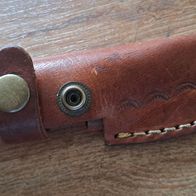 Schönes Damast-Jagdmesser mit Holzgriff und robuster Lederscheide für Gürtel !