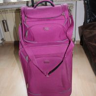 Koffer auf Rollen + Kulturtasche(Schminktasche) Farbe pink