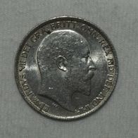 Silber/ Silver Großbritannien/ Great Britain Edward VII, 1903, 6 Pence funz/ AU