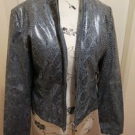 Jacke in Schlangen Leder Optik in grau schwarz Größe 164