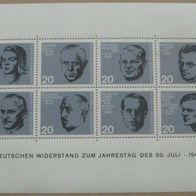 1964, Deutschland, Briefmarkenbogen: Deutsche Widerstandskämpfer, postfrisch