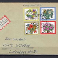 Berlin 1974 25 Jahre Wohlfahrtsmarken: Blumensträuße MiNr. 473 - 476 Einschreiben gel