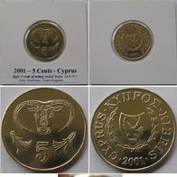 2001, Cyprus, 5 Cents (type 2 coat of arms)