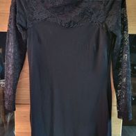 H&M Mini Kleid schwarz Langarm Spitze Gr. M 38