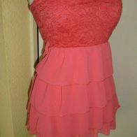 Top Longtop Schulterfrei Bandeau Gr.36/38 Rüschen & Spitze * *