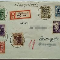 1949, Deutschland, ein Umschlag mit einem Satz 7 deutscher Briefmarken aus der SBZ