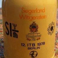 3 Bierkrüge Krombacher Brauerei von 1978 mit Siegerland/ Wittgenstein, 12. ITB Berlin
