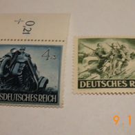 2 Marken Deutsches Reich-GDR- Kettenkrad- Kradfahrer, postfrisch
