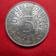 5 DMark Silberadler - Heiermann 1968 F Münze in 625er Silber