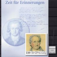BRD / Bund 1999 250. Geburtstag von J. W. von Goethe MiNr. 2073 Erinnerungsblatt