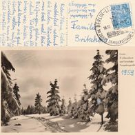 AK Spuren im Schnee - Frohe Weihnachten + Neujahrsgrüße 1958 s/ w