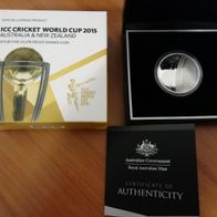 ICC Cricket World Cup 2015 $ 5 1 Oz Silber pp proof gekrümmte Münze Australien