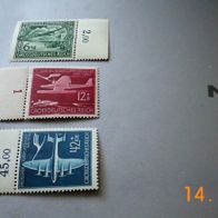 3 Marken Grossdeutsches Reich- 10 Jahre Deutscher Luftpostdienst postfrisch.