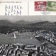 AK Genf mit dem Mont Blanc s/ w von 1957