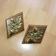 Metall Haken Aufhänger 50- er/ 60- er golden Blatt 2 Teile