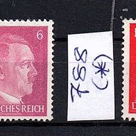 K445 Deutsches Reich Mi. Nr. 785 a + 788 Adolf Hitler ( * )