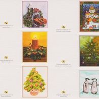6 Weihnachtsgeschenke-Anhänger mundgemalt (Set D)