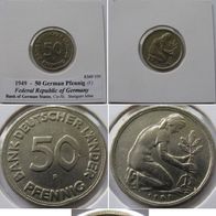 1949, Germany, 50 Pfennig, F(Bank of German States)