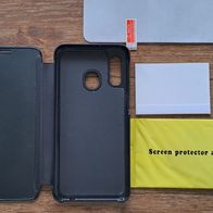 Handy Case/ Hülle für Samsung A40 ! Mit transparentem Vorderteil -Sicht oh. aufkla