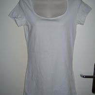 Vero Moda T-Shirt Gr. M Weiß Longshirt Basic Carree Ausschnitt tailliert Sexy