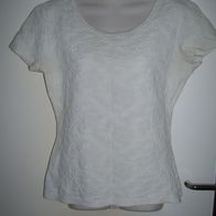 Gloria Moran T-Shirt Weiß Gr. M Stretch Fast Blickdicht 3D Muster