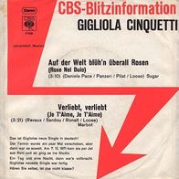 7"CINQUETTI, Gigliola · Auf der Welt blühn überall Rosen (CV Promo RAR 1971)