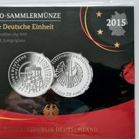 25 Euro Sammlermünze BRD 2015 "25 Jahre Deutsche Einheit" PP, Neu und OVP