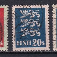 Estland, ab 1928, Löwen, 3 Briefm., gest.