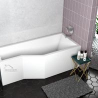 Produktbild von ECOLAM Badewanne Wanne Acrylwanne LINDA Rechteck Acryl Sanitäracryl Weiß 160x75 Cm + Ablaufgarnitur Ab- Und Überlauf Automatik Füße Silikon Komplett Set