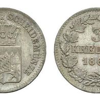 Bayern 3 Kreuzer 1866 LUDWIG II.(1864-1886)