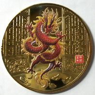 Drachen Münze/ Medaille Vergoldet