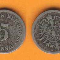 Kaiserreich 5 Pfennig 1875 G oder C lesen