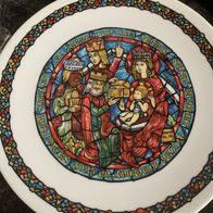 Seltener Porzellan Teller Noel Vitrail 5. Ausgabe: Die Anbetung der Könige