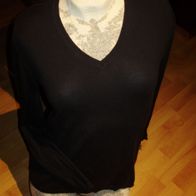 Benetton Feinstrick Pullover dunkelblau V-Ausschnitt S passend