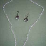 Schmuckset Perlenkette Transparente Perlen + Kristallstein Ohrring Kettenzierde