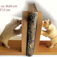 schöne Buchstützen aus Holz * Bären geschnitzt - 17 cm hoch * Buchhalter Buchständer