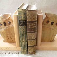 schöne Buchstützen aus Holz * Eulen geschnitzt - 16 cm hoch * Buchhalter Buchständer