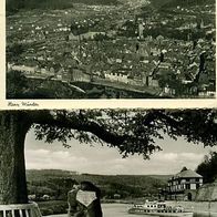 34346 Hannoversch Münden 2 Karten Panorama 1956 , Weserstein