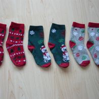 3 Paar Kinder Weihnachtssocken Socken Weihnachten Gr. 27-30