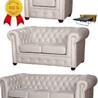 The Living Store 3-Sitzer-Sofa Mit Hocker Hellgrau Stoff - 3-Sitzer