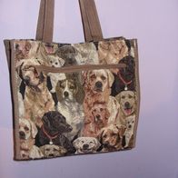 GOB-8 Handtasche, Damentasche, Schultertasche, Gobelin, Hund, dogs